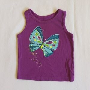 children's place glitter butterfly graphic cotton tank top 12-18 month baby girl